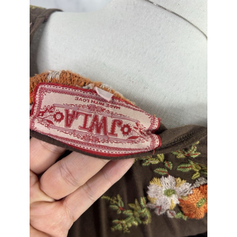 Vtg Johnny Was JWLA Y2k Embroidered Babydoll Dress Floral M Hippie Festival Boho - Picture 8 of 16